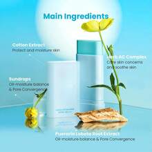 TB Barra solar suave de algodón SPF50+ PA+++ 0.67 onzas / 0.67 oz | Ingredientes naturales, antisebo, sensación mate suave | EWG Green + sin PEG, barra solar vegana coreana para la cara - Azul - Ver 6