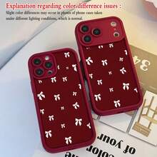 Funda de Teléfono Linda 1pc Patrón de Lazo de Fondo Rojo Simple Funda de Teléfono de Material TPU Rojo Adecuada para Iphone 17/17Pro/Air/17Promax/16/16E/16Promax/15/15Pro/13/14Promax/12/11/13Promax/7Plus/12Pro, Carcasa Protectora Suave y Elegante, Diseño Único, Funda Protectora Unisex Delgado, resistente a arañazos y a prueba de golpes para mujeres y hombres - 1 pieza - Ver 3
