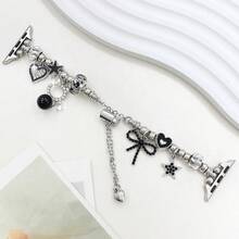 1 pieza Correa de reloj de mujer para uso diario y de fiesta con colgante de gato negro y rosa, compatible con correas de de 38/40/41/42/44/45/46/49mm, reemplazo de correa de metal, adecuado para Apple Watch Series 11/10/9/8/7/SE/6/5/4/3/2/1, Ultra 1/2/3, mejor regalo para amigos (reloj no incluido) - Negro - Ver 1