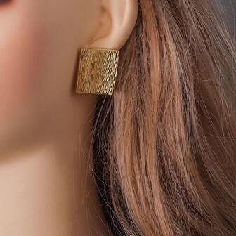 2/6-Piece 304 Stainless Steel 18K Gold-Plated Square Stud Earring Components DIY Charm Jewellery Earring Making Supplies Women's Stainless Steel Jewellery Ladies' Stud Earring Handmade Accessories