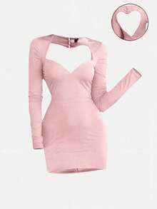 Đầm ngắn Vuslat thời trang nữ cổ tim khoét sâu lưng hở, đầm ôm sát gợi cảm thanh lịch, thích hợp cho tiệc tùng, lễ tốt nghiệp, đám cưới, ngày Valentine, lễ hội âm nhạc, lễ hội hóa trang. - Màu Hồng baby - Xem 8