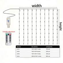 1pc LED Curtain Lights, 8 Modes Remote Control, USB Powered Fairy Lights, Ideal For Bedroom, Wedding, Holiday Party Decor To Create Romantic Valentine's Day And Cozy Christmas Atmosphere - USB Curtain Light - View 11
