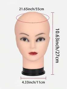 Professional Beauty Mannequin Head – Bald Mannequin Head For Wig Making, Hat And Glasses Display, Equipped With A Sewing Kit, Colored Positioning Pins, A Stand And A Table Edge Clip. - Apricot - View 2