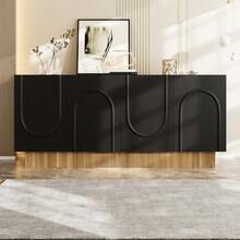 Storage Cabinets - Black + Wood + Particle Board - View 3