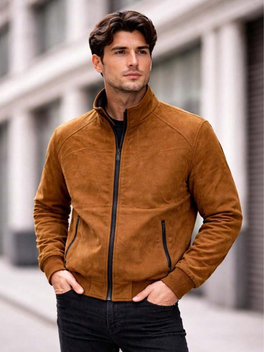 Men's Reversible Double-Sided Twill Jacket – 2 Colors In 1 | Premium Casual Style - 紫紅色 - 查看 1