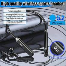 1 件时尚颈带设计按钮控制柔软舒适硅胶柔性颈带 HiFi 立体声无线耳机，时尚无线音乐耳机