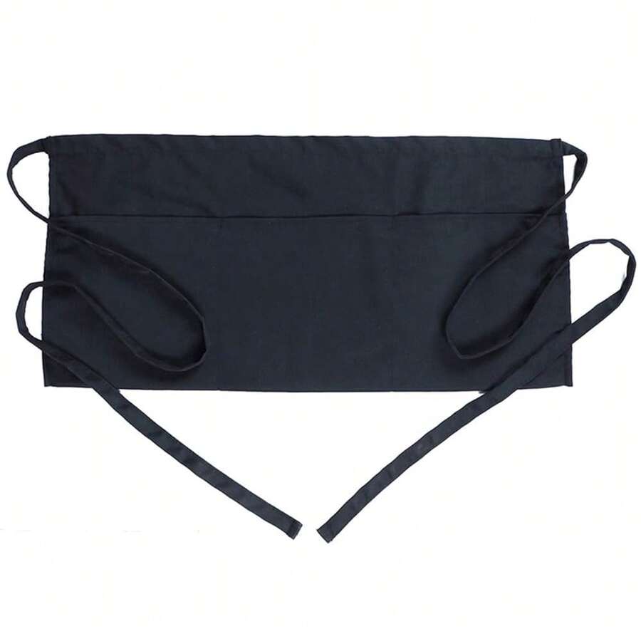 BOHARERS Waist Apron With 3 Pockets - Black Waitress Waiter Server Short Aprons - A-1Pack黑色 - 查看 1