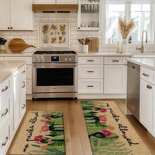 1 pieza Alfombra de lino con estampado de cactus para cocina, baño, entrada, alfombra rectangular impresa en 3D para sala de estar, dormitorio, pasillo, baño, lavandería - Alfombra de poliéster para decoración del hogar interior y exterior - Multicolor - Ver 3