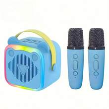 K10 Mini Karaoke Machine, Portable Karaoke System With 2 Wireless Microphones,Colorful LED Lights, Karaoke Speaker,USB Charging, Karaoke Equipment,Karaoke Machine,Wireless Microphone,Ideal Gifts For Home Parties,Birthdays,Christmas Gift - Blue(2 microphones) - 查看 2