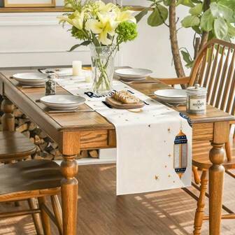 1 Juego de Camino de Mesa con Tema de Ramadán, Diseño Elegante de Linterna Dorada de Ramadán - Decorado con Estrellas, Lunas, Medias Lunas y Patrones de Linternas, Mantel Rectangular de Poliéster, Adecuado para Cocina, Comedor, Fiesta y Decoración del Hogar, Decoración de Festival Rural, Disponible en Múltiples Tamaños, Un Regalo Ideal.