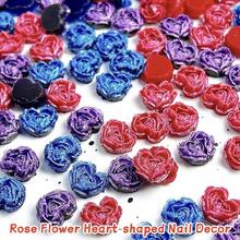 120Pcs Heart Nail Rhinestones Valentines Day Resin Heart Nail Charms For Nail Art 3 Color Love Nail Diamonds Flat Back Glitter Rose Hearts Nails Gems Red Blue Purple Hearts Nails Jewelry Nail Supplies,Purple - 紫色 - 查看 3