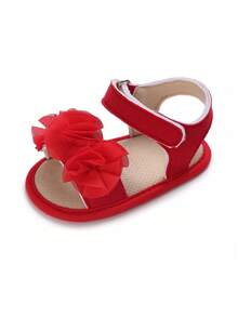 0-1 Year Old Infant Girls' Comfortable Breathable Red Sandals, Newborn Infant Soft House Slippers - Red - View 3