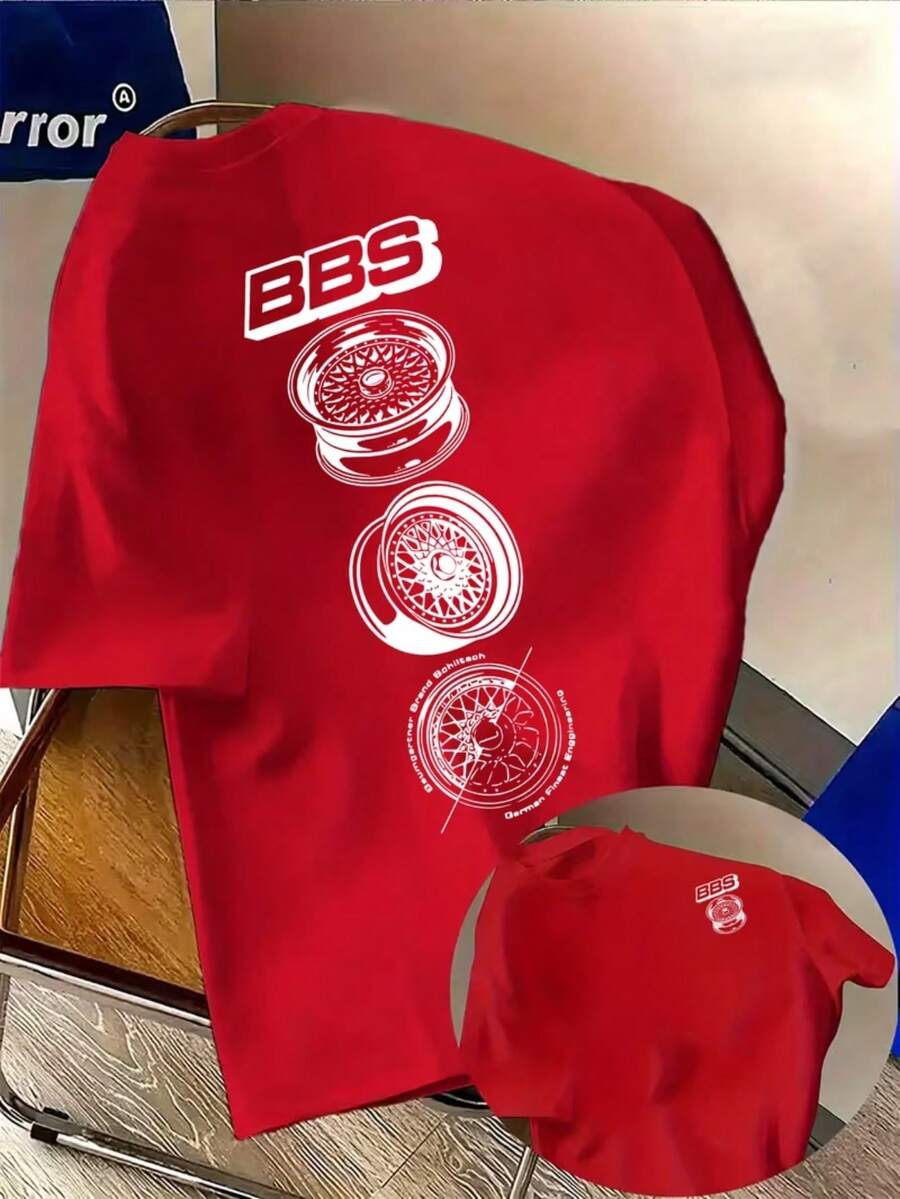 BBS Wheel Car JDM T-Shirt Unisex Men's Women's Blouse 100% Cotton Top Premium Streetwear New Release Immediate Shipping Various Colors!! - 紅色 - 查看 1