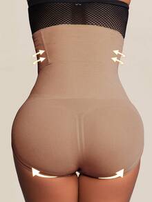 1件装高腰收腹塑形内裤女士无缝塑身腰带收腹提臀内衣塑身内裤提臀提臀内衣 - 駝色 - 查看 4