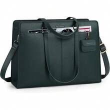 RAINSMORE Bolsa para Laptop Mujer 15.6 Pulgadas Tote Bag Laptop de Cuero PU Impermeable Bolso Tote Grande Para Trabajo Oficina - Verde - Ver 8