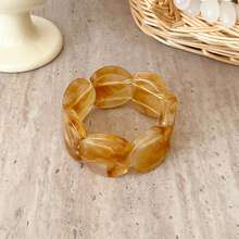 1PC Irregular Round Resin Stretch Bracelet, Minimalist Luxury Unique Design For Women Daily Wear Party Gift All Seasons Fashion Jewelry - 米色拉卡絲 - 查看 11
