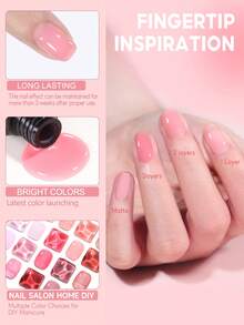 peacecolor 30pcs Jelly Gel Nail Polish Set, Includes White, Pink, Blue, Purple, Crystal Clear Colorful Jelly Gel Nail Polish, With No-Wipe Base Coat And Top Coat, DIY Manicure Gift Set For Women, Valentine's Day Nail Design, New Year Gift Nails - 彩色 - 查看 3