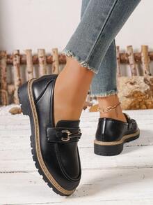 Women's New British Style Loafers, Thick Sole Fashion Versatile Retro Thick Bottom Shoes - Black - View 5