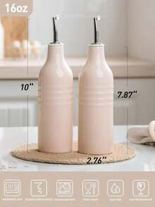 Famiware Jupiter 16oz Ceramic Olive Oil Dispenser Bottle, 1 Piece Oil Dispenser For Kitchen With Stainless Steel Pourers, Suitable For Storage Vinegar, Soy Sauce, Coffee Syrup, Light Pink - MàuL - Xem 5