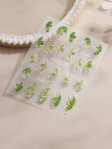 绿色植物图案、叶子花朵装饰、美甲爱好者、网红美甲贴纸、精致手绘美甲装饰、DIY美甲沙龙工具、防水美甲贴纸、山茶花系列美甲用品 - 彩色 - 查看 9