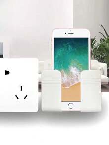 1 قطعة حامل هاتف مثبت على الحائط بدون ثقب، صندوق تخزين متعدد الوظائف لجهاز التحكم عن بعد، حامل شحن هاتف مثبت على الحائط، رف شحن وتخزين بجانب السرير، ديكور منزلي، مناسب لتخزين الهاتف في غرفة النوم، تخزين جهاز التحكم عن بعد، تخزين في الحمام - متعدد الألوان - مشاهدة 10