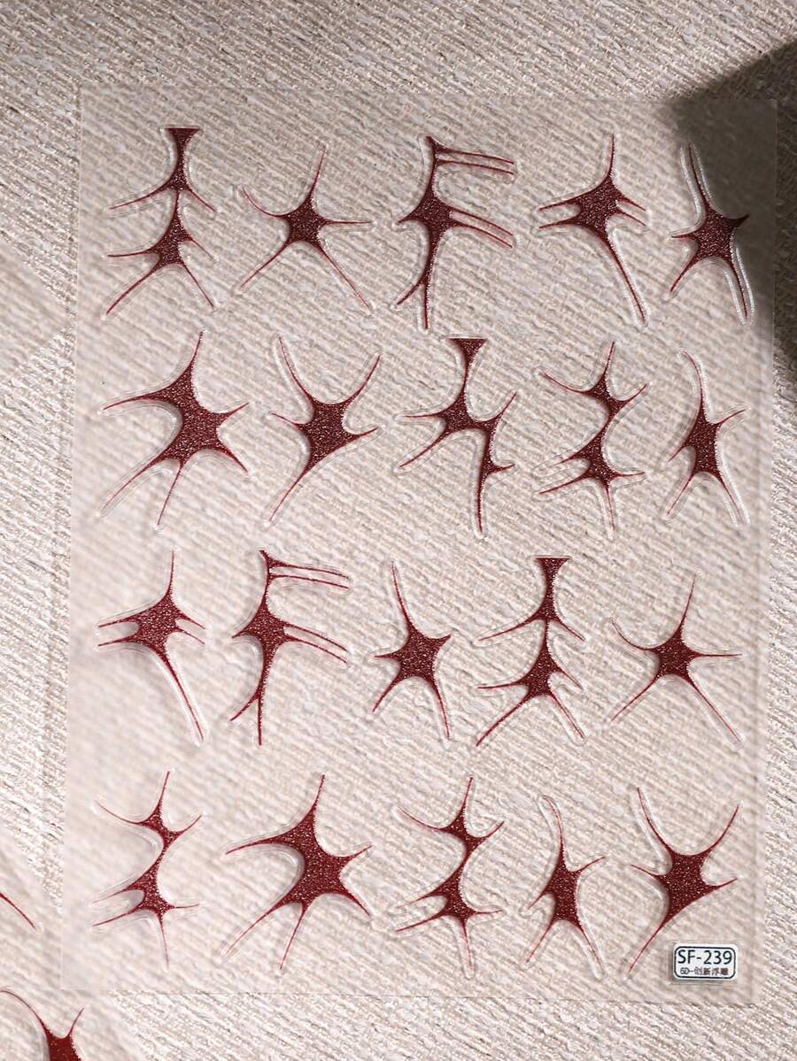 1 Stück Valentinstag Prägung Nagel Sticker - Kreative Sticker, süßer und einfacher Stil, rote Dornen und Flammen, coole Muster Kunst, Y2K Nagelkunst Dekoration Sticker. Geeignet für Nägel/Handyhüllen/Tagebuch Verpackung. Ein Muss für mädchenhafte Nagelkunst Designs. DIY Feiertags Geschenk Dekoration Sticker. Nagel Zubehör - Rot - Übersicht 1