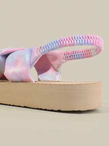 女士渐变色优雅交叉弹力带凉鞋，适合度假、海滩和所有季节 - 彩色 - 查看 2