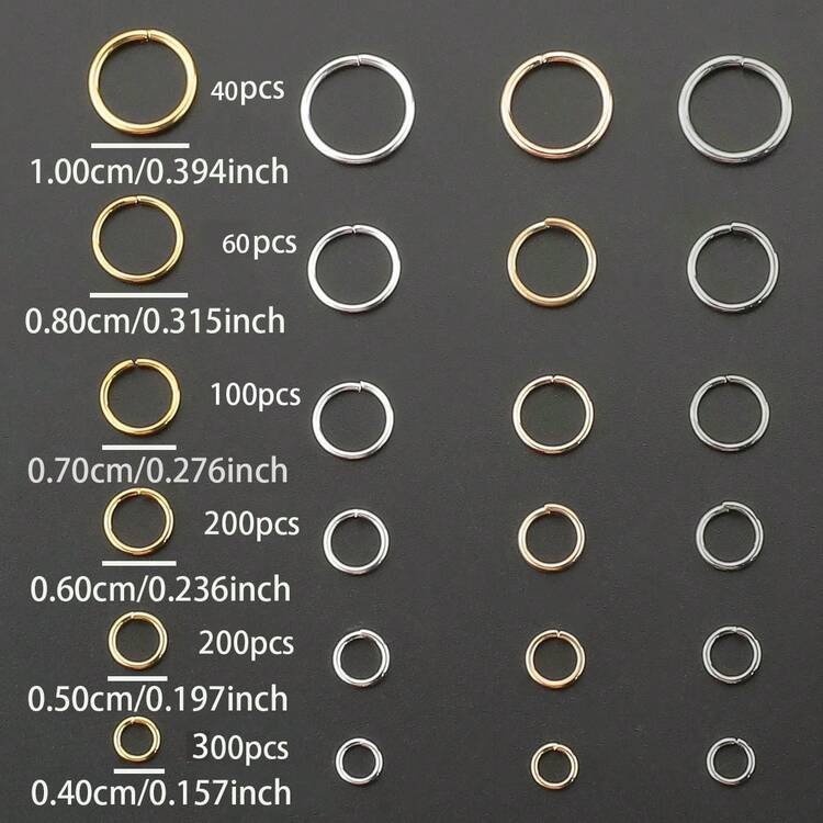 900pcs/Box DIY Jewelry Connector Rings, Includes Various Sizes Of Jump Rings, Closed Rings, Overlapping Rings, High-Low Rings, Single Rings, Open Rings, Connector Rings, Flat Rings, Round Open Rings, Hanging Rings, Jewelry Rings, O-Rings That Can Be Paired With Lobster Clasps, For DIY Jewelry Making, Beading, Cord Connectors, Bag & Key Chain Accessories - Jump Ring - View 5