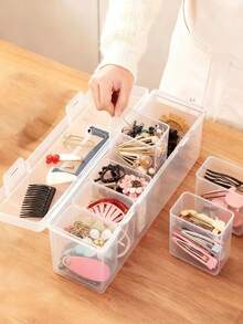 2 Stücke/1 Stück transparente mehrstöckige Werkzeugbox, große Kapazität tragbare transparente Werkzeugbox - ideal für Elektriker und Heimwerker, Schreibtisch- und Schubladenorganizer, Haushaltsgrundbedarf - Verschiedenfarbig - Übersicht 8