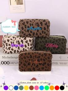 1 Pc, Embroidery Process, Custom Pencil Bag, Can Customize Letters And Numbers, Solid Color Pencil Pouch, Large Capacity, Portable, Shop Back To School , Gifts For Workers And Learners, School Supplies, Pencil Case, Valentine's Day, Halloween, Christmas, Thanksgiving, Birthday, Back-To-School Season Gifts, High-End Custom Pencil Case - Multicolor - View 10