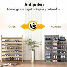 XGTCaja de zapatos de plástico ble organizador de cajas de zapatos multifuncional con 6 bs antolvo caja de zapatos dés para salón y dormito - Transparente y negro - Ver 6