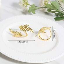 2-12pcs Metal Leaf Napkin Rings, Napkin Holders, Tabletop Decor, Suitable For Weddings, Christmas Parties, Banquets, Dinners - Multicolor - View 5