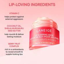 Laneige 20g Peach Scented Lip Sleeping Mask, Berry Formula, Deep Moisturizing, Repairing Dry, Flaky Lip Skin. Gently Removes Lip Exfoliation, Brightens Lip Color, Leaves Lips Soft, Smooth, And Non-Sticky. Suitable For Nighttime Use. | Korean Cosmetics, Korean Makeup - 20g - Berry - 查看 5