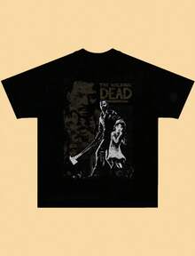 The Walking Dead Shirt Retro The-Walking-Dead Game Season 1 Poster Tee Unisex Short Sleeve Shirt S-5XL - 黑色 - 查看 1