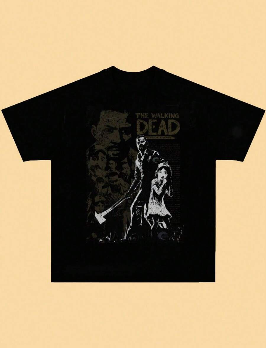 The Walking Dead Shirt Retro The-Walking-Dead Game Season 1 Poster Tee Unisex Short Sleeve Shirt S-5XL - 黑色 - 查看 1