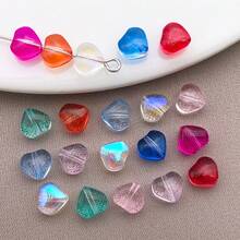 20pcs Heart Transparent Glass Beads Valentine's Day Glass Heart Crystal Spacer Loose Beads For Women DIY Jewelry Making Craftings Bracelets Necklaces Earrings Beading Projects - Multicolor - View 3