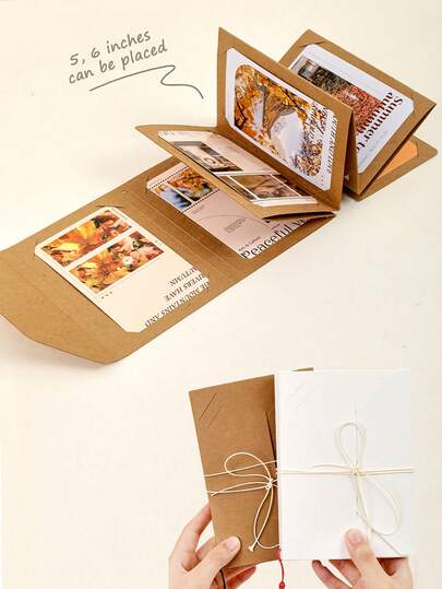 DIY Hanging Photo Album, Wall Decor Photo Album, 5/6 Inch Universal DIY Photo Collection, One-Piece Paper Display Frame Album, Photo Postcard Album, Can Be Used As Birthday Gift, Graduation Gift, Back To School Gift, Life Record, Christmas, Wedding Guest Book And Anniversary (Comes With Rope + Random Color Tassel)