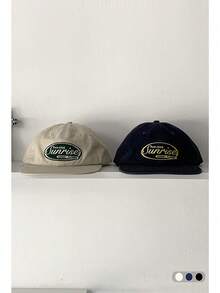 1顶软冠字母刺绣棒球帽，复古撞色字母刺绣平沿棒球帽，休闲百搭防晒，春夏男女通用街头嘻哈帽，美式复古撞色字母刺绣情侣帽，修饰脸型 - 彩色 - 查看 2