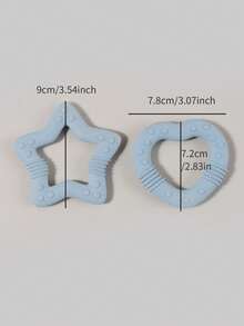 2 piezas Juguetes de dentición de silicona con forma de corazón y estrella para bebés, juguetes de masticación para infantes - Multicolor - Ver 2