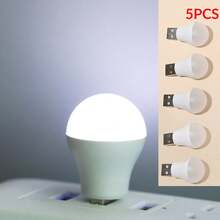 2/3/5pcs USB Powered Mini LED Small Bulb Shaped Night Light, Bedside Lighting Reading Night Light, Portable Outdoor Camping Activity Lighting, Suitable For Study, Bedroom, Outdoor Night Lighting - White - View 13