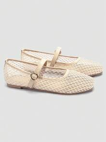 ADAMUMU 女士时尚平底芭蕾舞鞋，刺绣蕾丝网布时尚舞蹈鞋，纯色透气休闲平底鞋，方头浅色平底鞋，时尚舒适 - 白色 - 查看 4