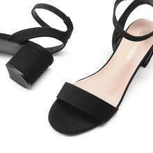 Women's Heeled Sandals, Fashionable Design, Suitable For Party And Commuting - Black Suede - View 9
