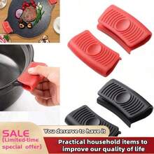 2pcs Silicone Pot Handle Cover, Heat Resistant Non-Slip Kitchen Cooking Outdoor Camping BBQ Household Cooking, For Women & Men (Black And Red) - Black - View 9