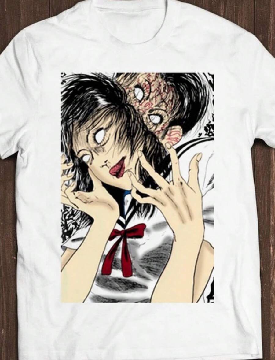 Everyday Horror Anime Girl Graphic Crew Neck T-Shirts Double Face Accent Short Sleeve Y2k Casual Wear Suitable For All Seasons Machine Wash For Anime Events And Daily Errands - 白色 - 查看 1