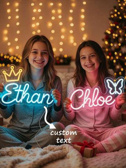 Customized Neon Light, USB Dimmable Neon Light, Customizable Valentine's Day Gift, Valentine's Day Wall Decor, Personalized Neon Light For Teenagers, Suitable For Christmas, Wedding, Birthday, Party, Valentine's Day Gift, LED Neon Name Plate, Suitable For Christmas, Bedroom, Party, Commercial Lighting Sign