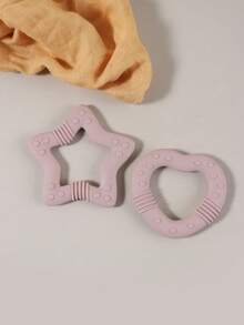 2 piezas Juguetes de dentición de silicona con forma de corazón y estrella para bebés, juguetes de masticación para infantes - Multicolor - Ver 15