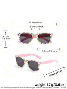 1 Set 1 PC Girl's 3-8Y Cute Funky Dinosaur And Rainbow Camouflage Square Frame Fashion Glasses And 1 PC Convenient Loop Clasp Eyeglass Chain For Amusement Park With Glasses Box - Multicolor - View 10