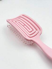 Elegant Circular Comb For Girls - Hollowed-Out Design, Pink Handle & Durable ABS Plastic, Large Curved Bristles For Fluffy Massage, Pork Ribs & Thick Hair Styling, Elegant Haircare Tool, Stylish Hairbrush, Highquality Bristles