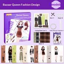 儿童服装设计师设计图册益智玩具DIY材料套装，公主裙女孩礼物，节日礼物，生日礼物，圣诞礼物 - 彩色 - 查看 7