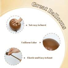 Brown Warm Balloon Set, Includes 36pcs 10-Inch Brown, Nude, Sand White, Metallic Gold Latex Balloons, Optional Ribbon Matching, Perfect For New Year Decoration, Shower, Wedding, Valentine's Day, Theme Party, Gender Reveal Party, Cocktail Party, Important Holidays, Prom And Other Indoor/Outdoor Scenes. Party Supplies, Party Decoration Props, Photo Backdrop. - Brown - View 5